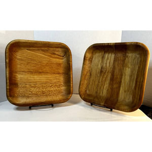Vintage The Cellar Set Two (2) Acaisia Wood Square Trays/Plates 10" **RARE**